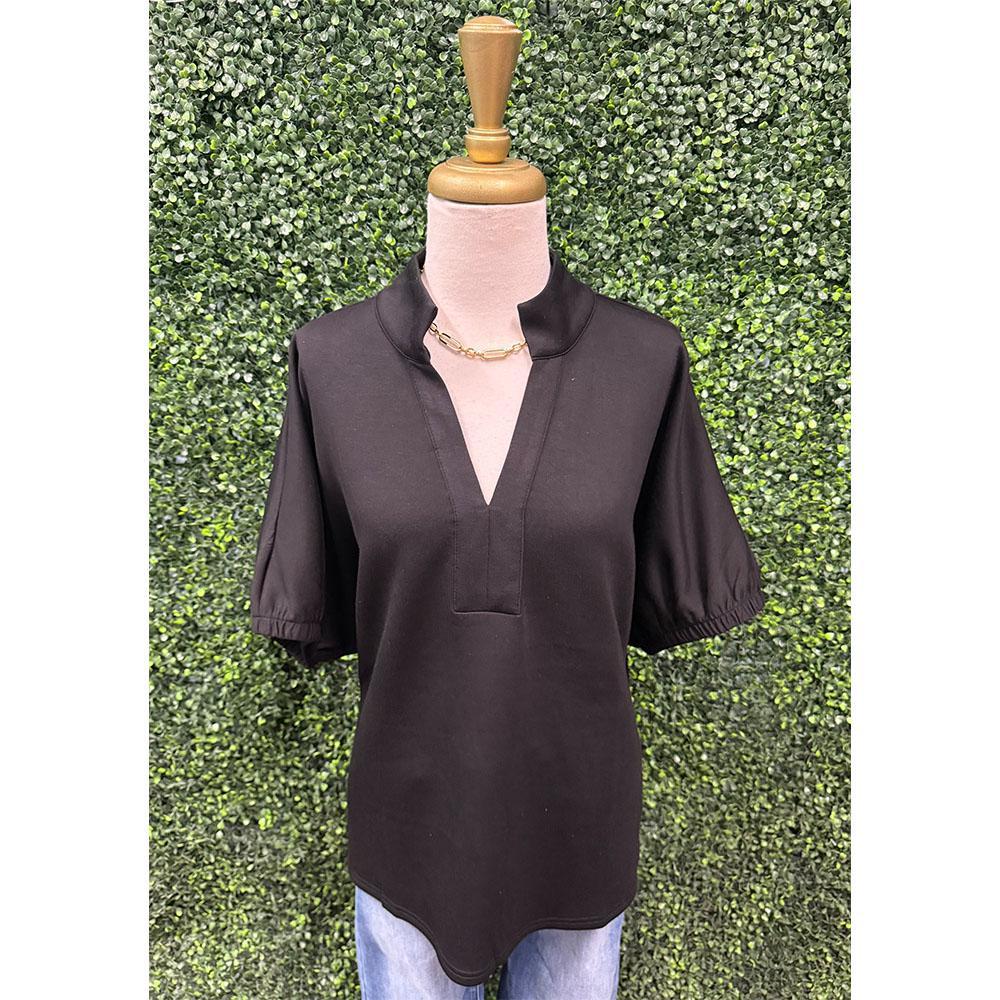 Lianna Black V-Neck Top