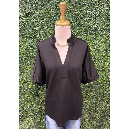 Lianna Black V-Neck Top