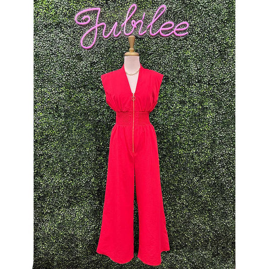 Raylee Red Wide Leg Jumpsuit
