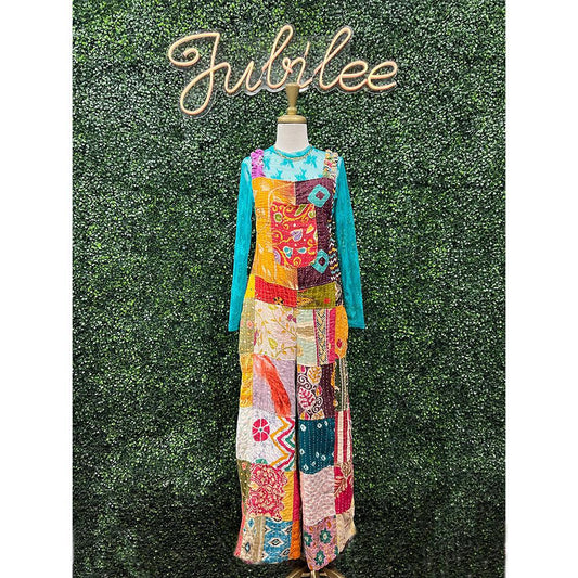 Kantha Bungee Strap Overalls - One of a Kind
