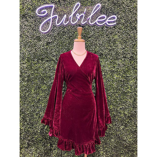 Penelope Plum Velvet Wrap Dress