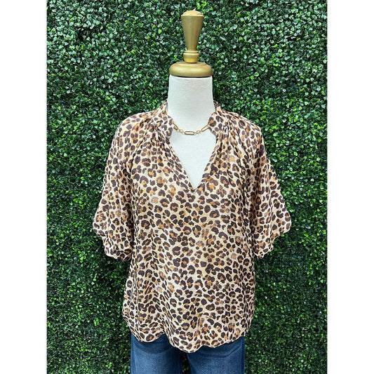 Tatum Bubble Sleeve Leopard Blouse