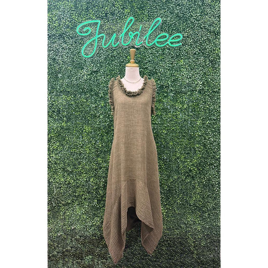 Green Olive Gauze Dress