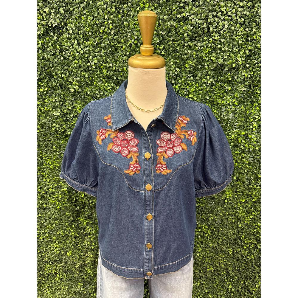 Karinna Button Down Denim Top