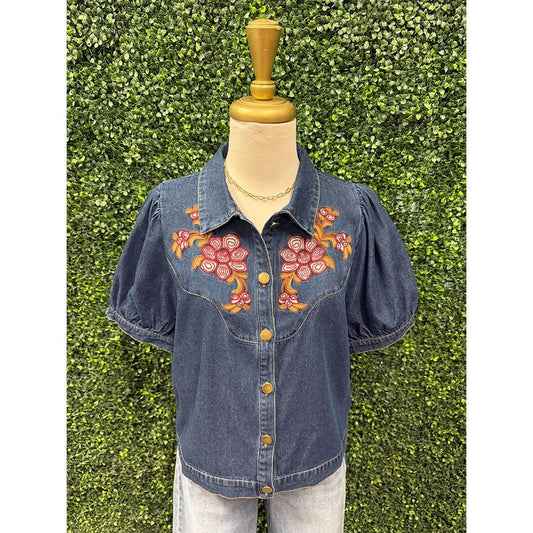 Karinna Button Down Denim Top