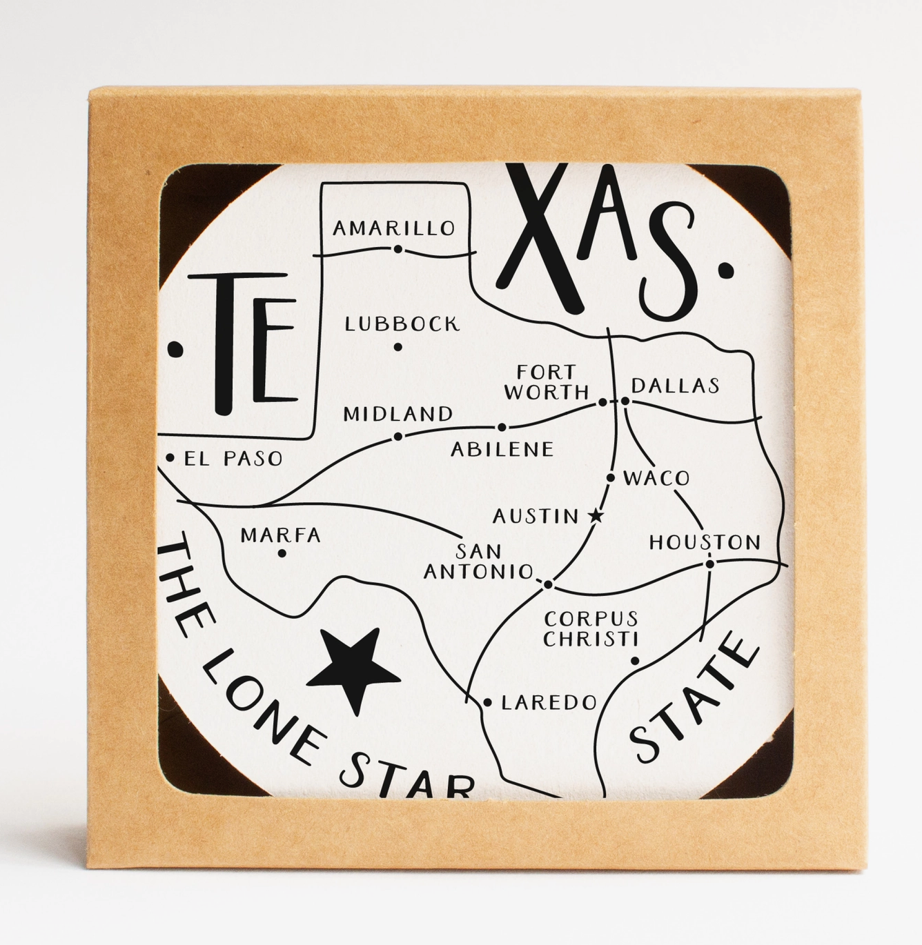 Texas Map Coaster Set