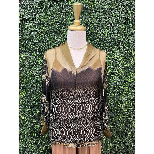 Olive Snake Print Top With Tank