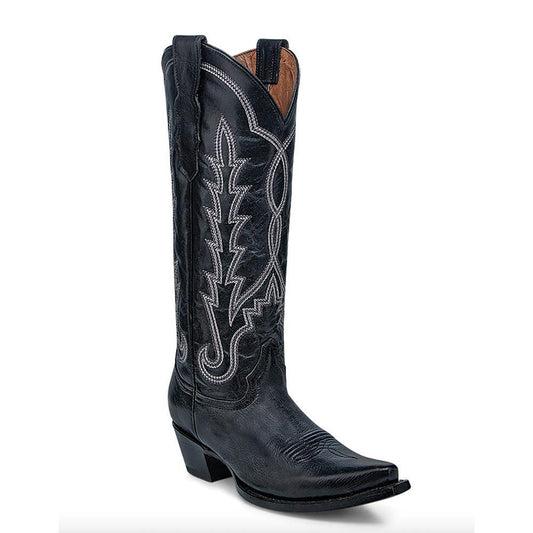 Women's Embroidery Black Snip Toe Circle G Cowboy Boot - L6282