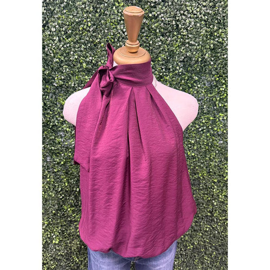 Dylan Maroon Balloon Bow Top