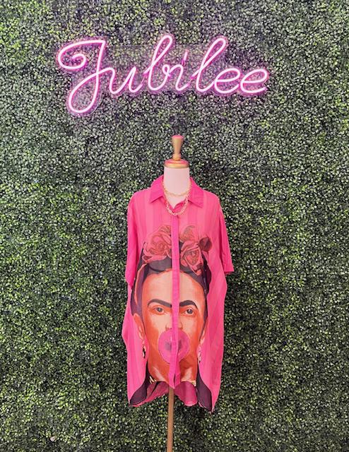 Pink Frida Kahlo Bubble Gum Top