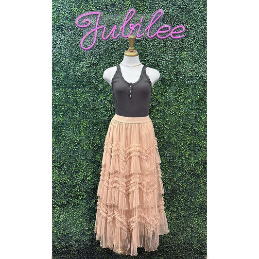 Ariel Pearl Tiered Ruffle Skirt