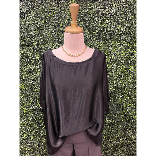 Black Woven Satin Top