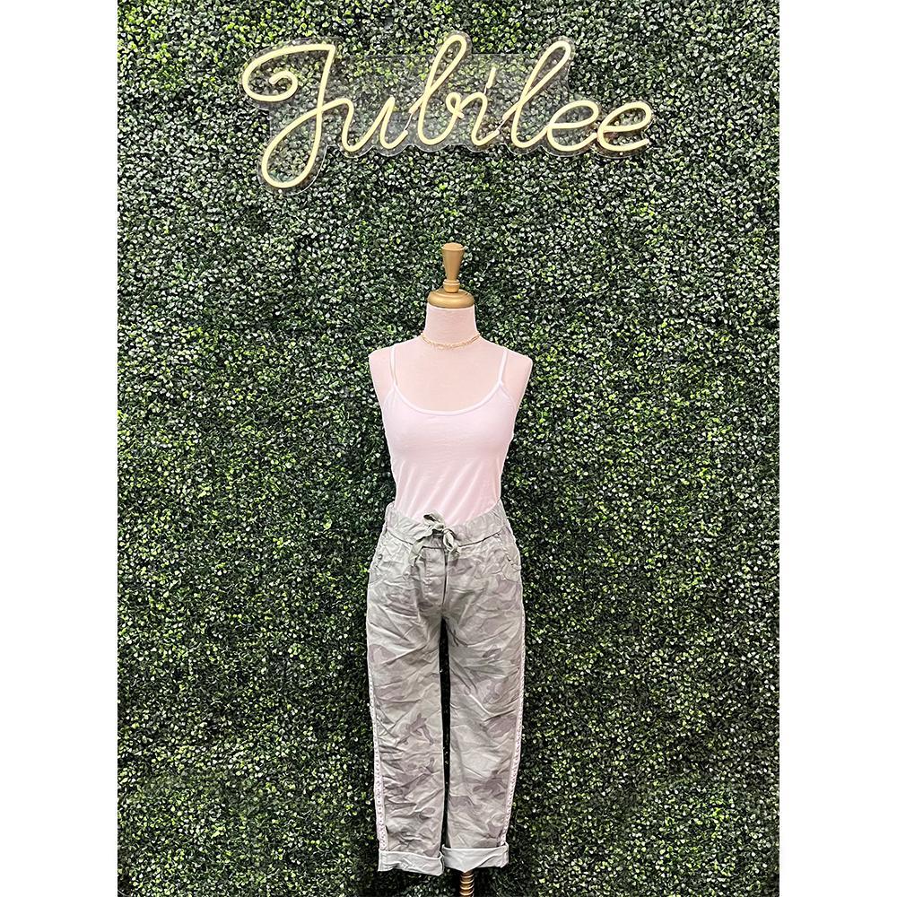 Catrina Olive Camo Cropped Pants