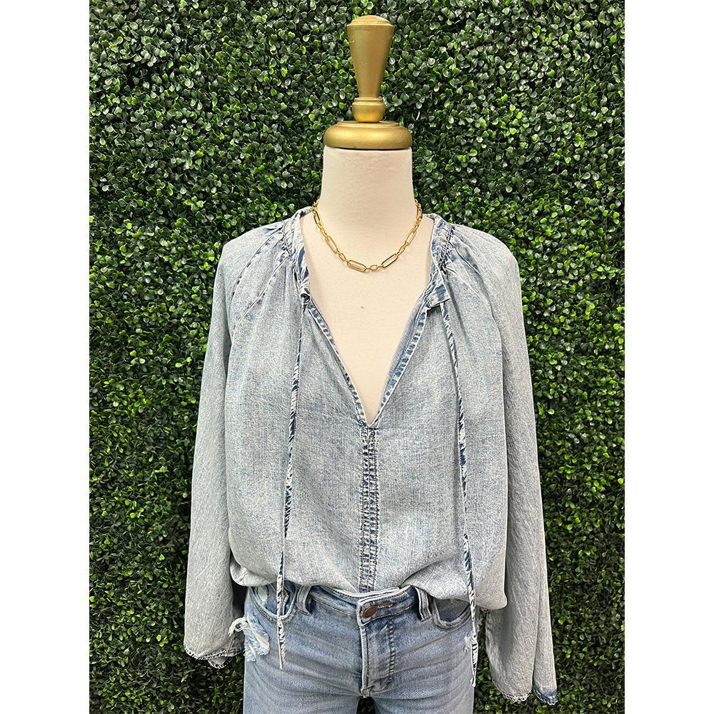 Stevi Bell Sleeve Denim Top