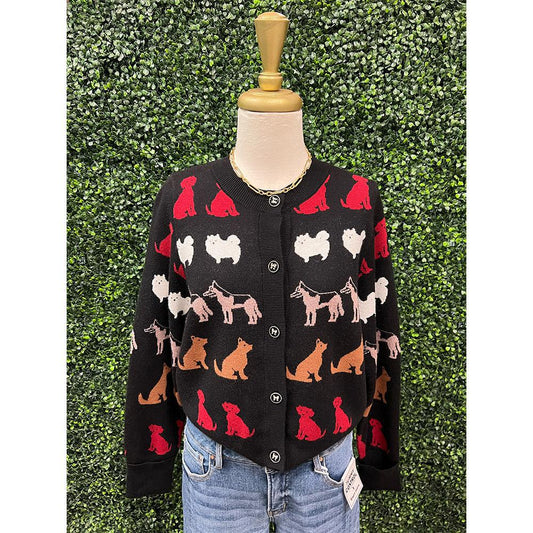Black Dog Detail Cardigan