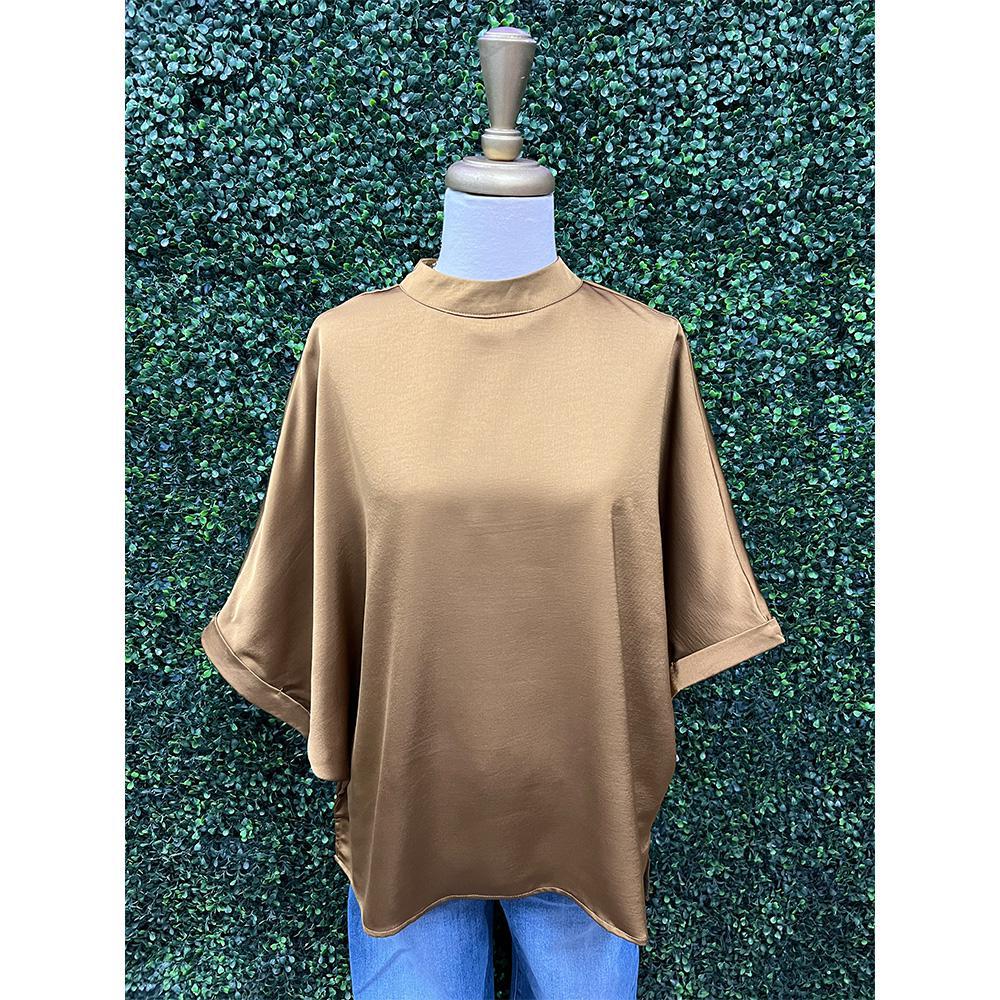 Zenna Mustard Mock Neck Oversized Top