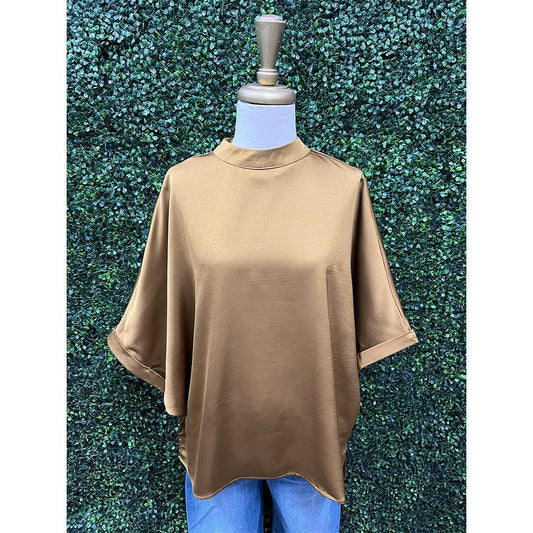 Zenna Mustard Mock Neck Oversized Top