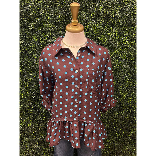 Bri Brown Polka Dot Top
