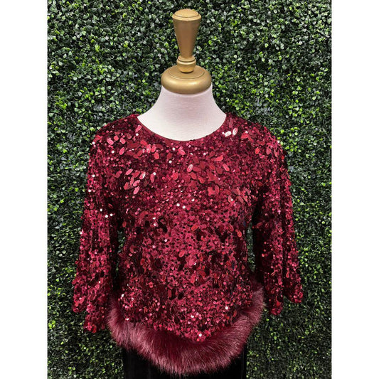 Luna Burgundy Sequin Top