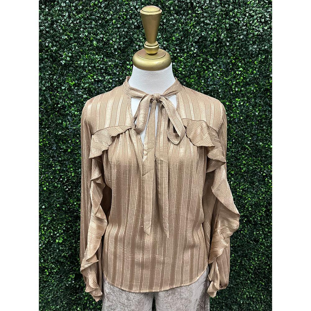 Viorno Gold Ruffle Blouse