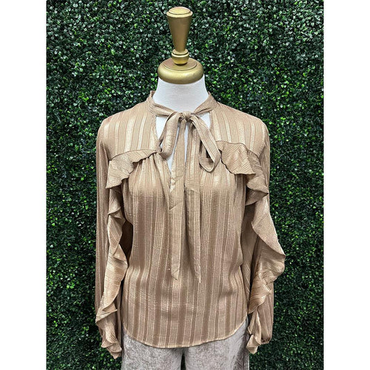Viorno Gold Ruffle Blouse
