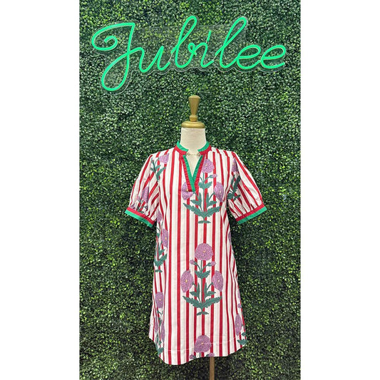 Summer Red Striped Mini Dress