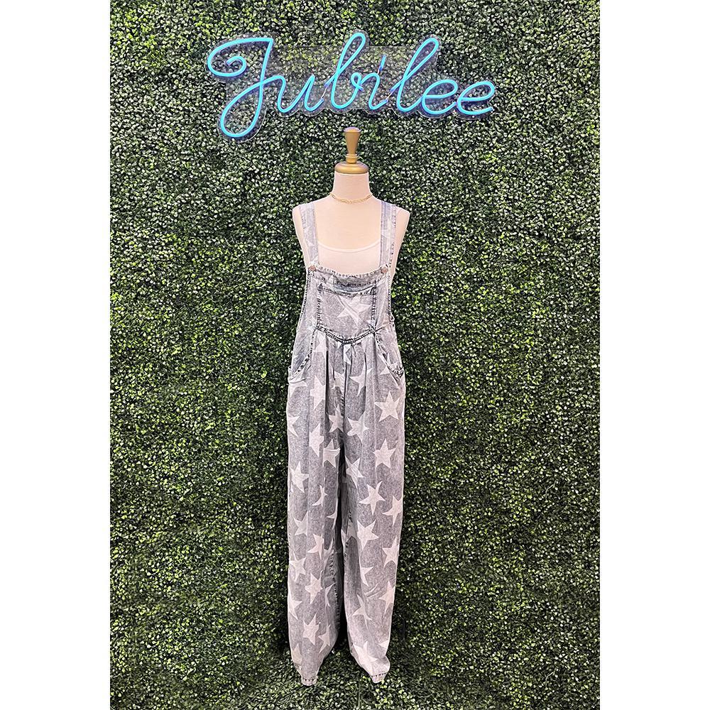 Mineral Washed Star Print Jumpsuit