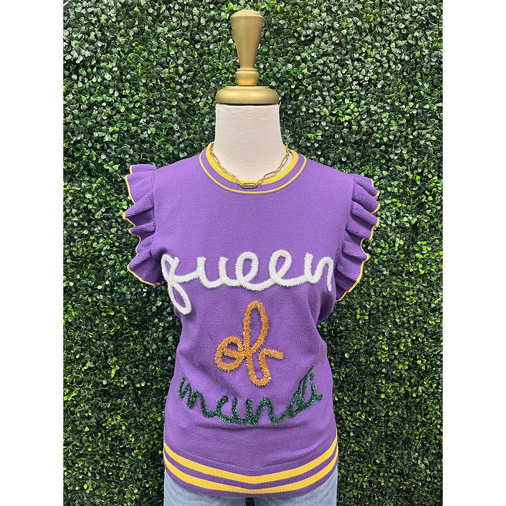 Queen of Mardi Ruffled Sleeve Top