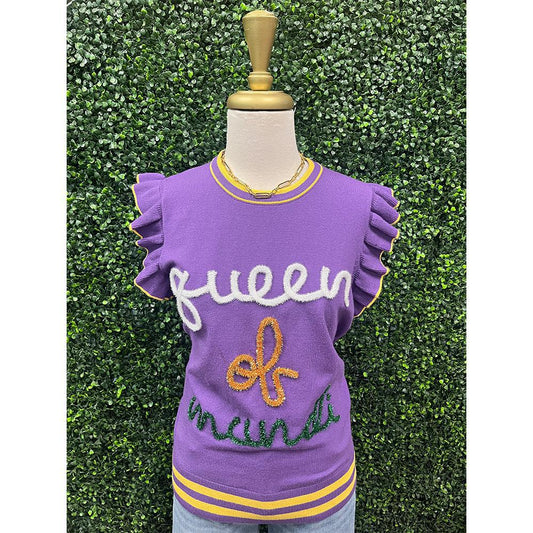 Queen of Mardi Ruffled Sleeve Top