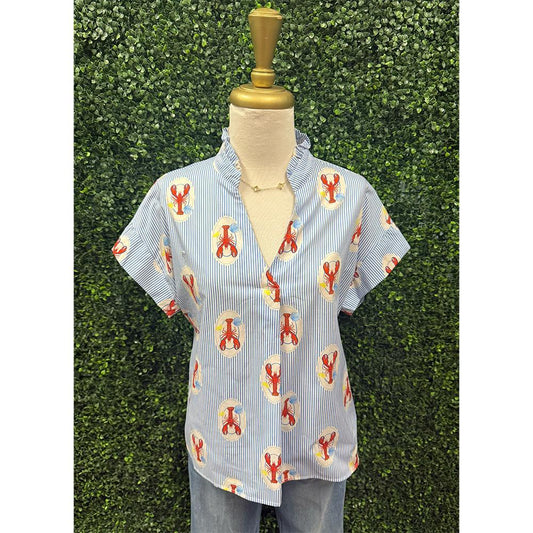 Kylee Lobster Striped Short Sleeve Top