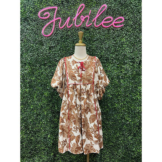 Vianna Brown Floral Babydoll Dress