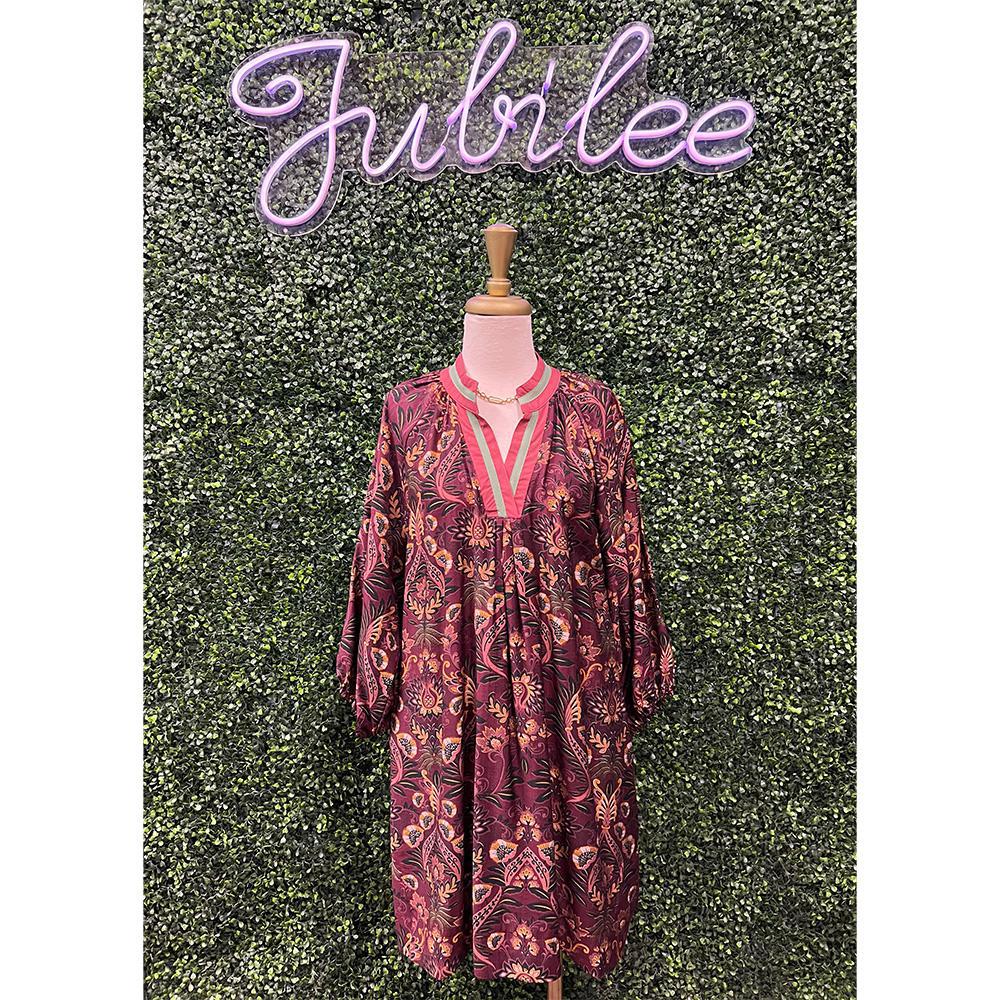 Remi Floral Damask Print Collared Dress