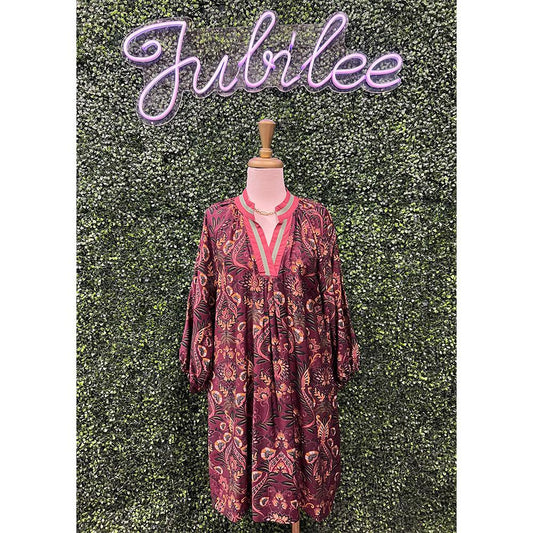 Remi Floral Damask Print Collared Dress
