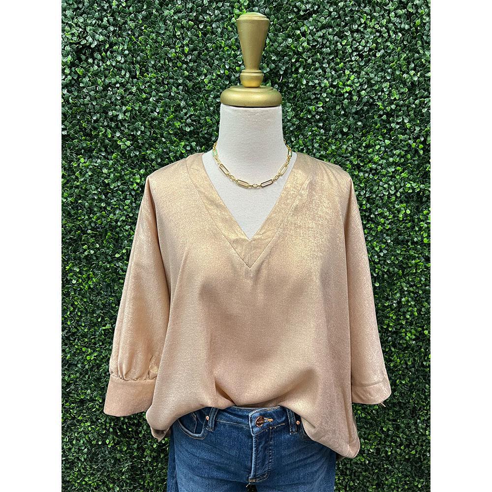 Taupe Metallic Top