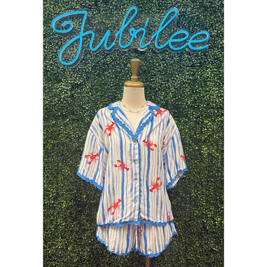 Lobster Oversized Button Down Short Set