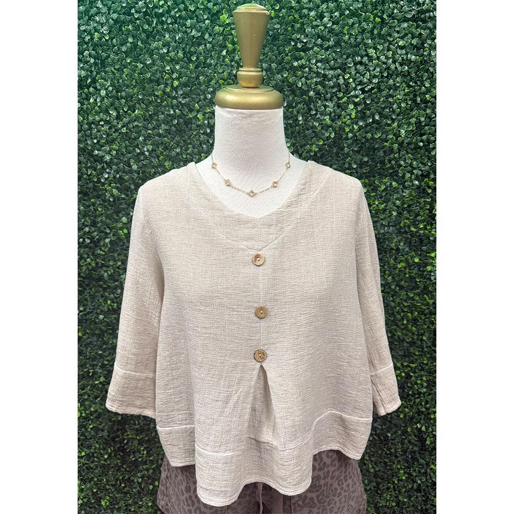 Candace Beige Button Top