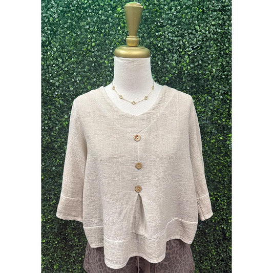 Candace Beige Button Top