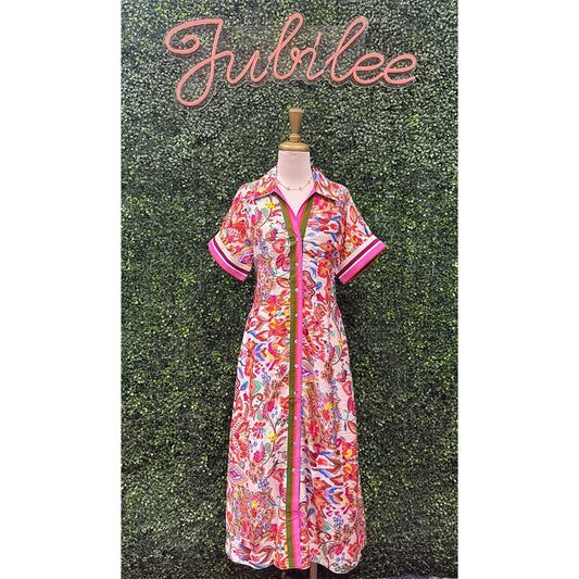 Lydia Flower Button Down Maxi Dress