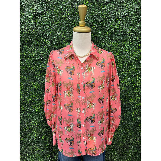 Pink Howdy Collage Blouse