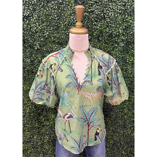 Gina Animal Print Leafy Top