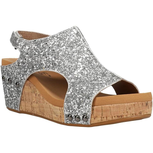 Carley Silver Glitter Corky's Wedges