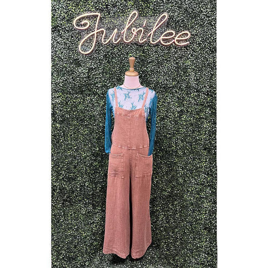 Chocolate Brown Washed Cotton Jumpsuit/Overalls