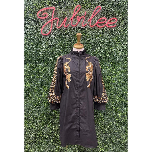 Carianna Leopard Embroidered Dress