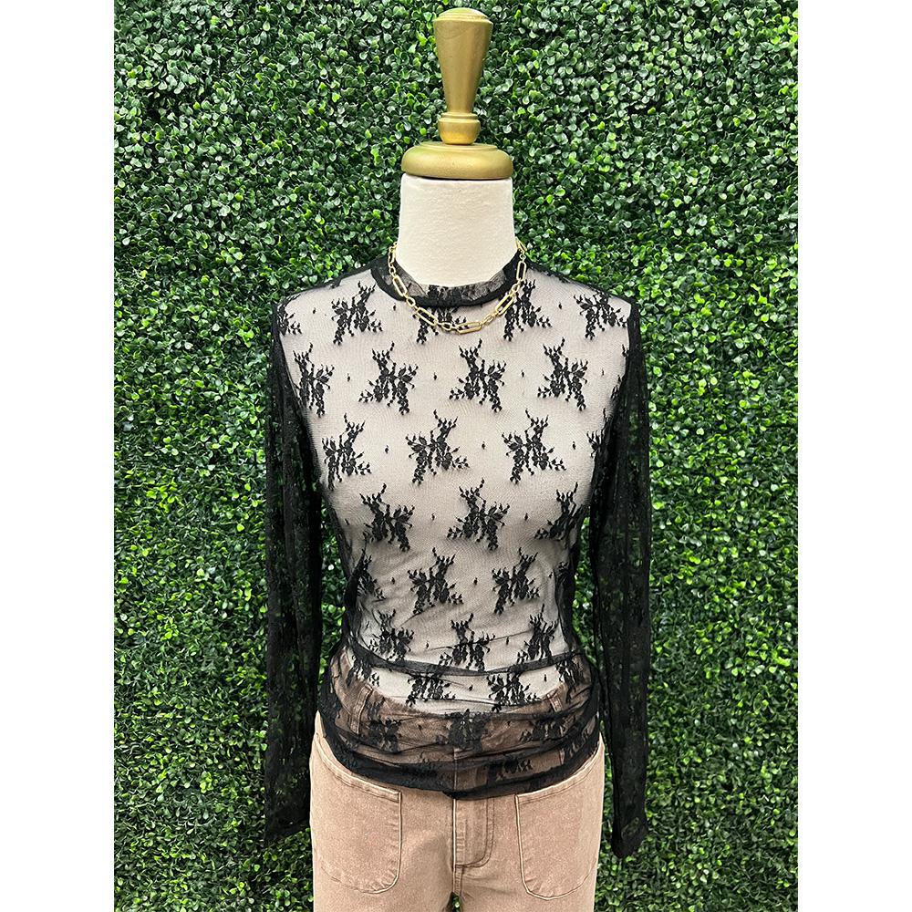 Margo Black Lace Mesh Top