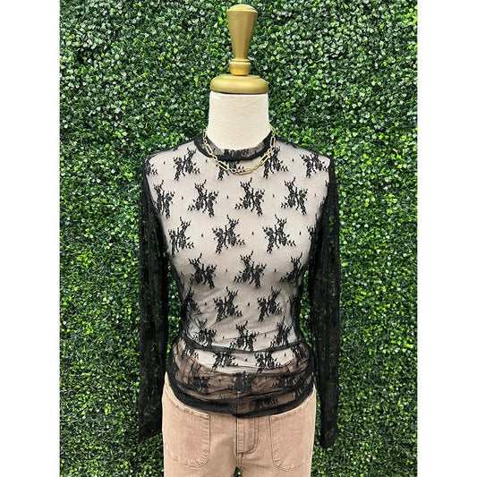 Margo Black Lace Mesh Top