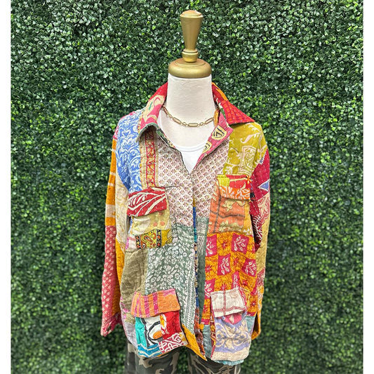 Hema Patchwork Cotton Button Up Jacket - One of a Kind Patterns