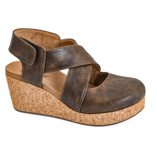 Case Closed Chocolate Faux Suede Wedge Sandal
