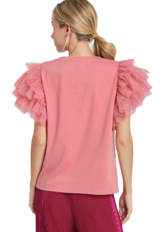 Rose Tulle Sleeve Top
