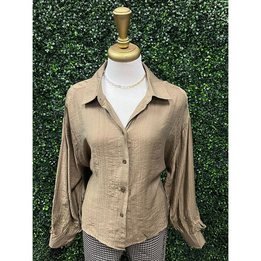 Diri Olive Embroidered Top