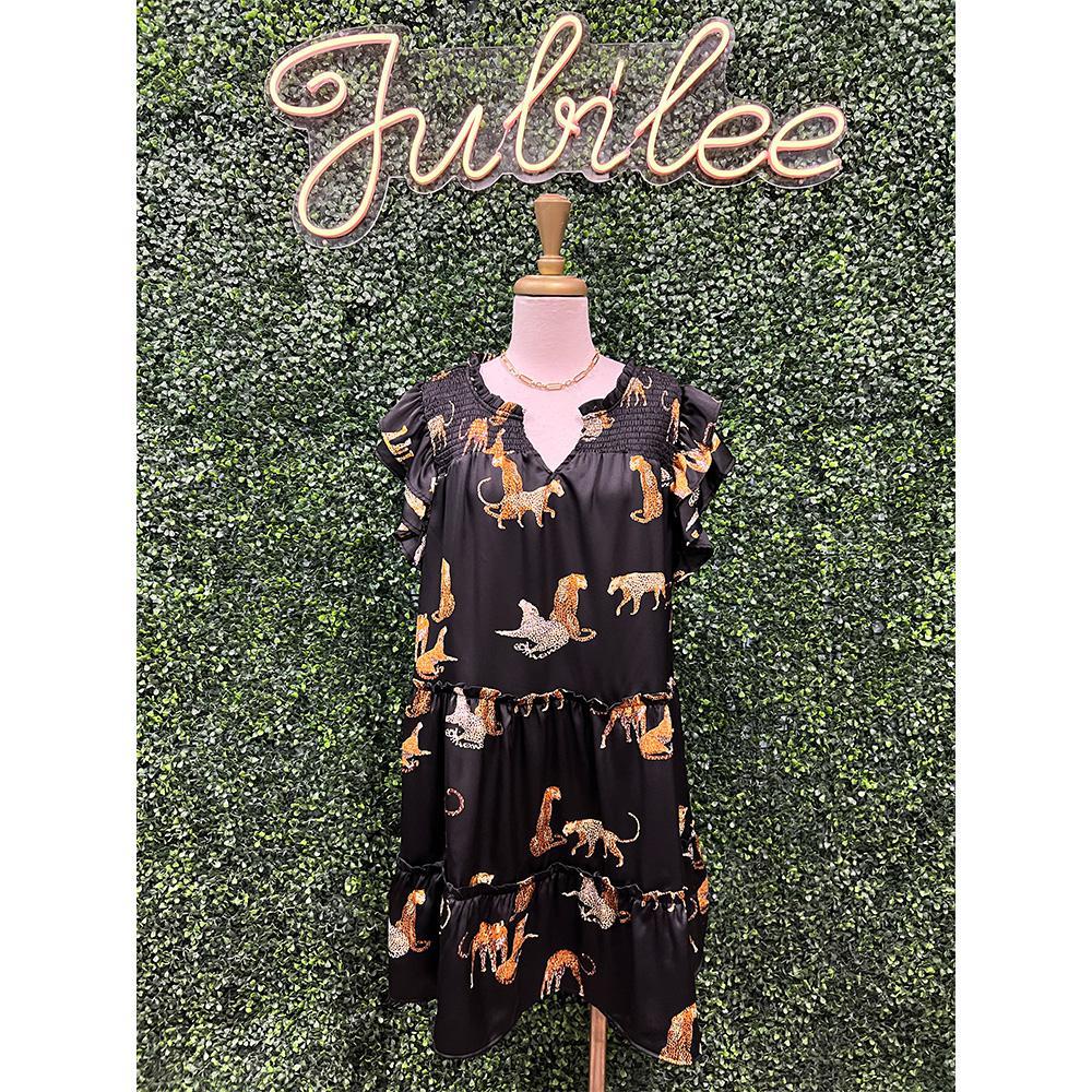 Farrah V-Notched Cheetah Print Dress